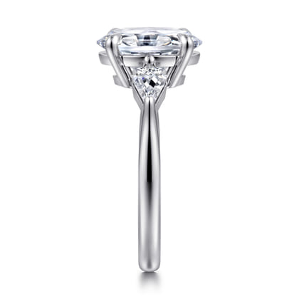 Kristen - 14K White Gold Oval Three Stone Diamond Engagement Ring with Kite Side Stones