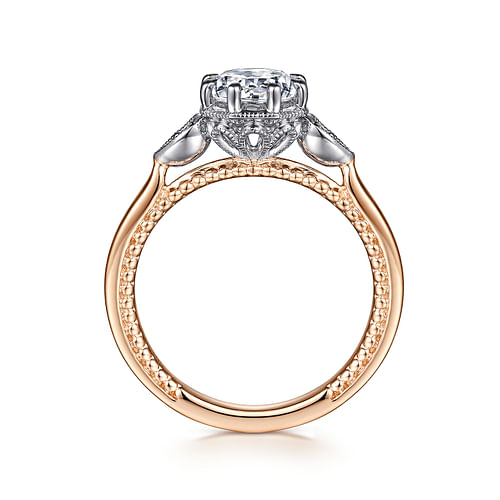 Kylie - Art Deco 14K White-Rose Gold Round Diamond Channel Set Engagement Ring - 0.06 ct - Shot 2