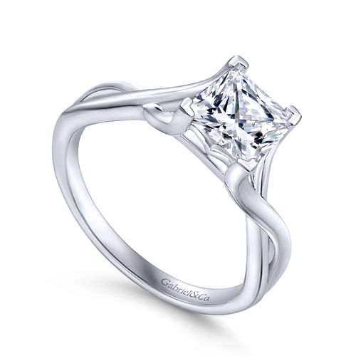 Kylo - 14K White Gold Princess Cut Diamond Engagement Ring - Shot 3