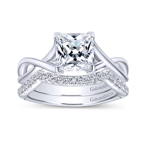 Kylo - 14K White Gold Princess Cut Diamond Engagement Ring - Shot 4