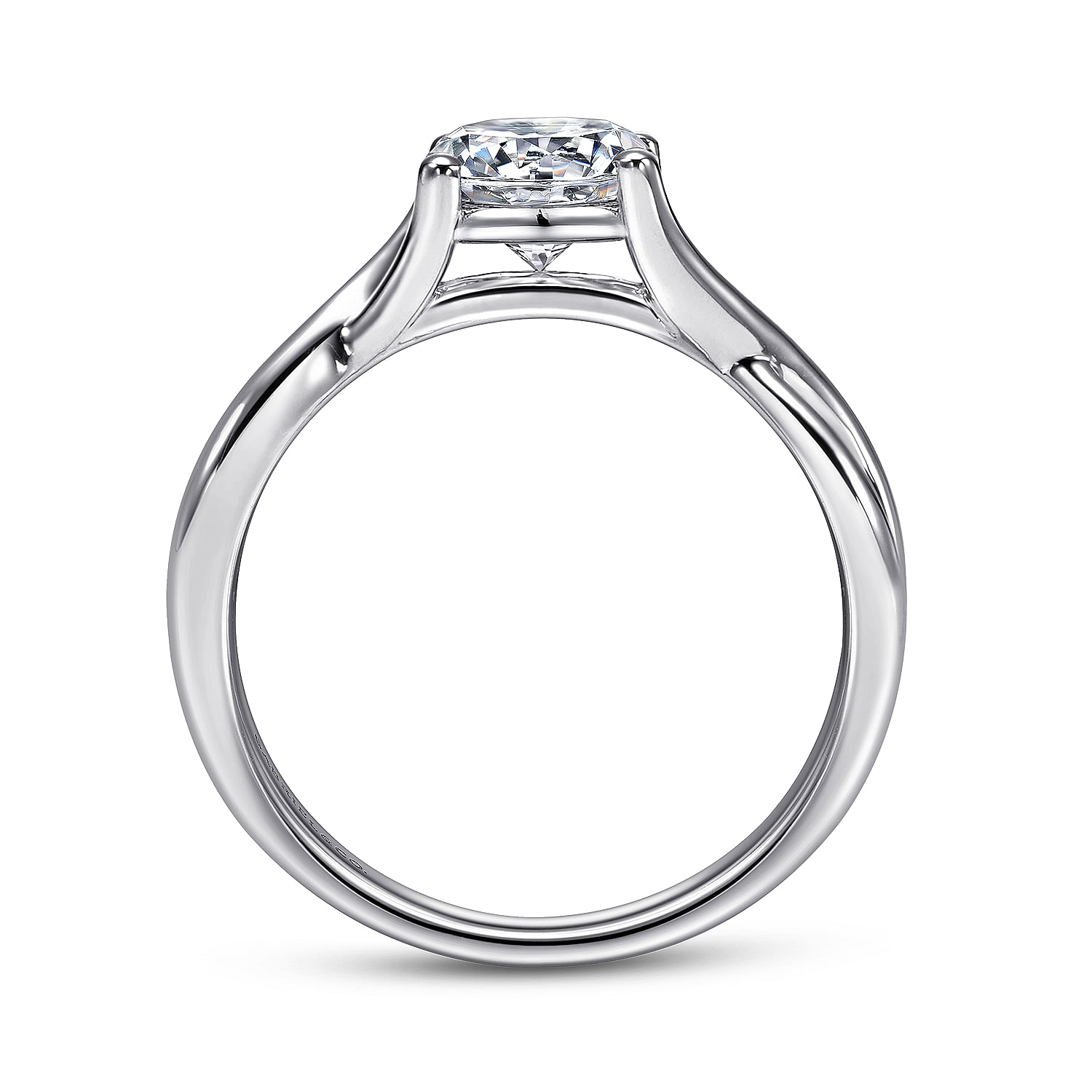 Kylo - 14K White Gold Round Twisted Diamond Engagement Ring