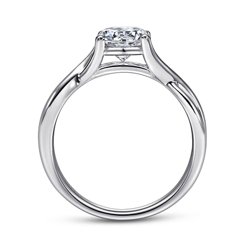 Kylo - 14K White Gold Round Twisted Diamond Engagement Ring - Shot 2