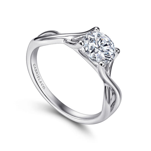 Kylo - 14K White Gold Round Twisted Diamond Engagement Ring - Shot 3