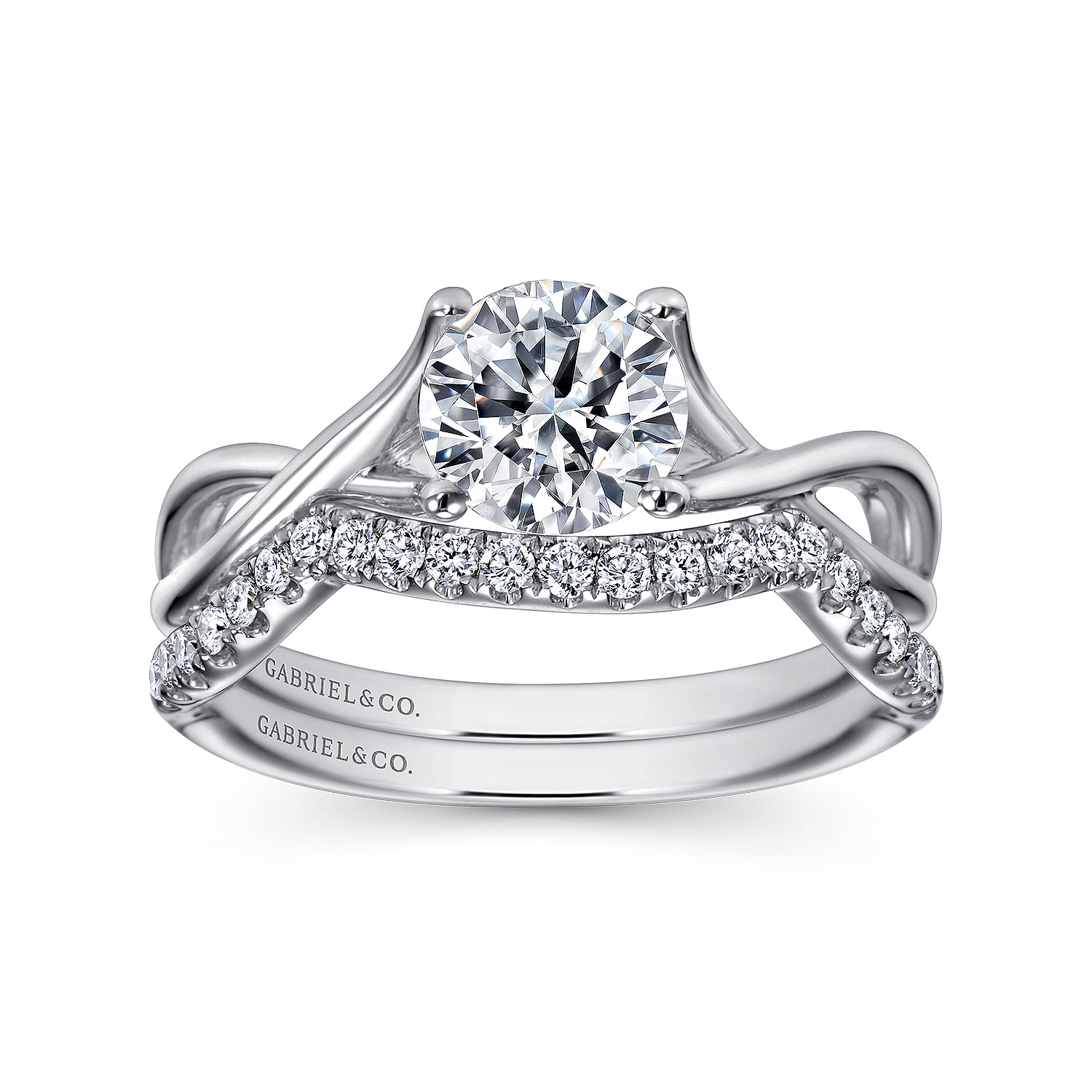 Kylo - 14K White Gold Round Twisted Diamond Engagement Ring