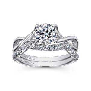 Kylo - 14K White Gold Round Twisted Diamond Engagement Ring