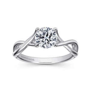 Kylo - 14K White Gold Round Twisted Diamond Engagement Ring