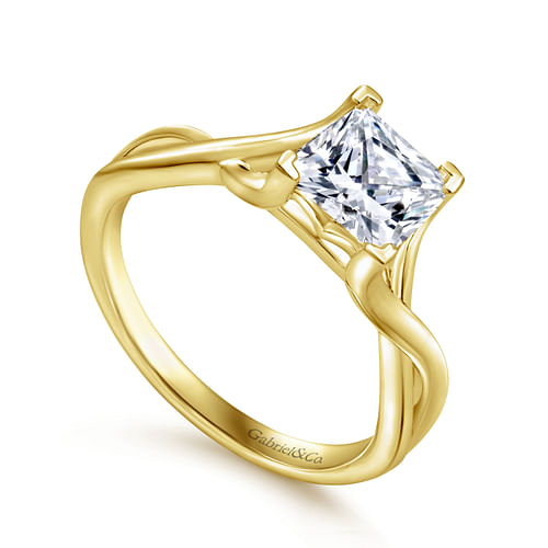 Kylo - 14K Yellow Gold Princess Cut Diamond Engagement Ring - Shot 3