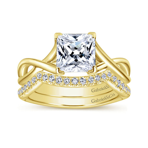 Kylo - 14K Yellow Gold Princess Cut Diamond Engagement Ring - Shot 4