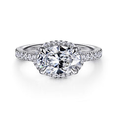 Kyra - 14K White Gold Oval Halo Diamond Engagement Ring