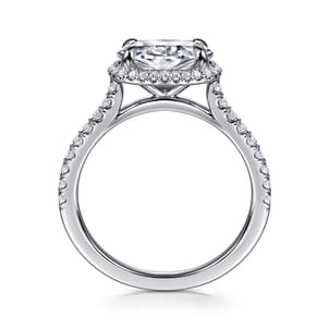 Kyra - 14K White Gold Oval Halo Diamond Engagement Ring