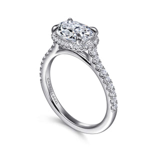 Kyra - 14K White Gold Oval Halo Diamond Engagement Ring