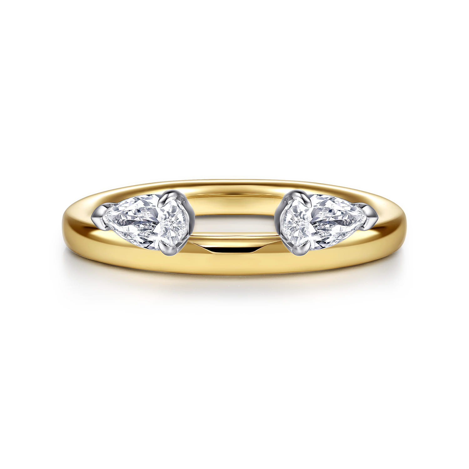 Enhancer Wedding Ring in 14k Yellow Gold with Pear Natural Diamond at Gabriel & Co. - Shot 1