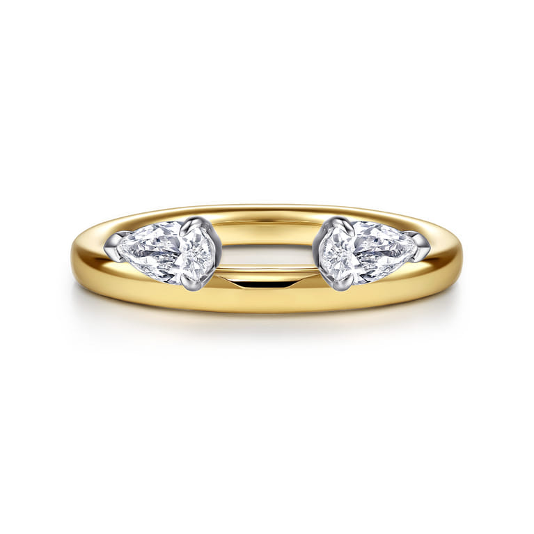 Enhancer Wedding Ring in 14k Yellow Gold with Pear Natural Diamond at Gabriel & Co. - Shot 1