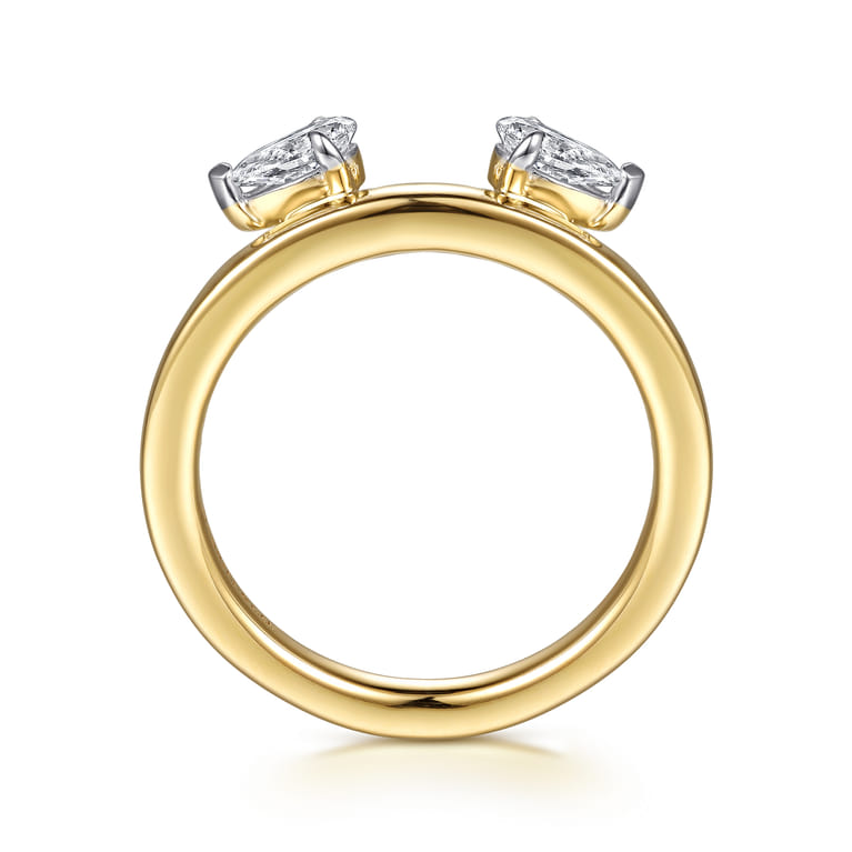 Enhancer Wedding Ring in 14k Yellow Gold with Pear Natural Diamond at Gabriel & Co. - Shot 2