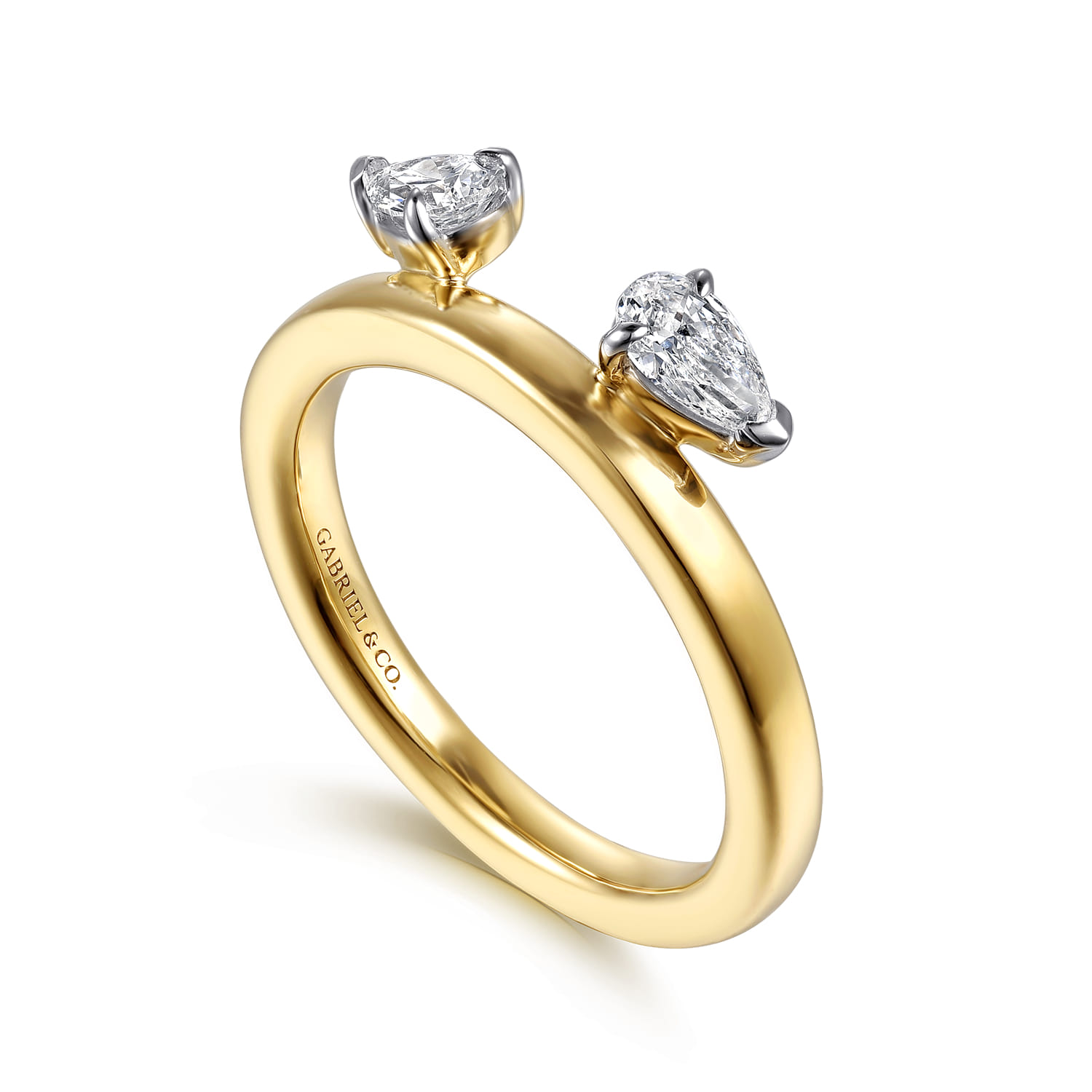 Enhancer Wedding Ring in 14k Yellow Gold with Pear Natural Diamond at Gabriel & Co. - Shot 3