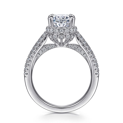 Lafayette - 18K White Gold Wide Band Oval Diamond Channel Set Engagement Ring - 1.05 ct - Shot 2