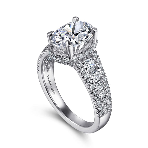 Lafayette - 18K White Gold Wide Band Oval Diamond Channel Set Engagement Ring - 1.05 ct - Shot 3