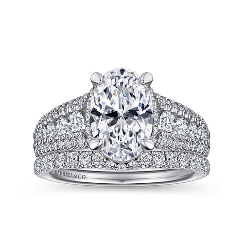 Lafayette - 18K White Gold Wide Band Oval Diamond Channel Set Engagement Ring - 1.05 ct - Shot 4