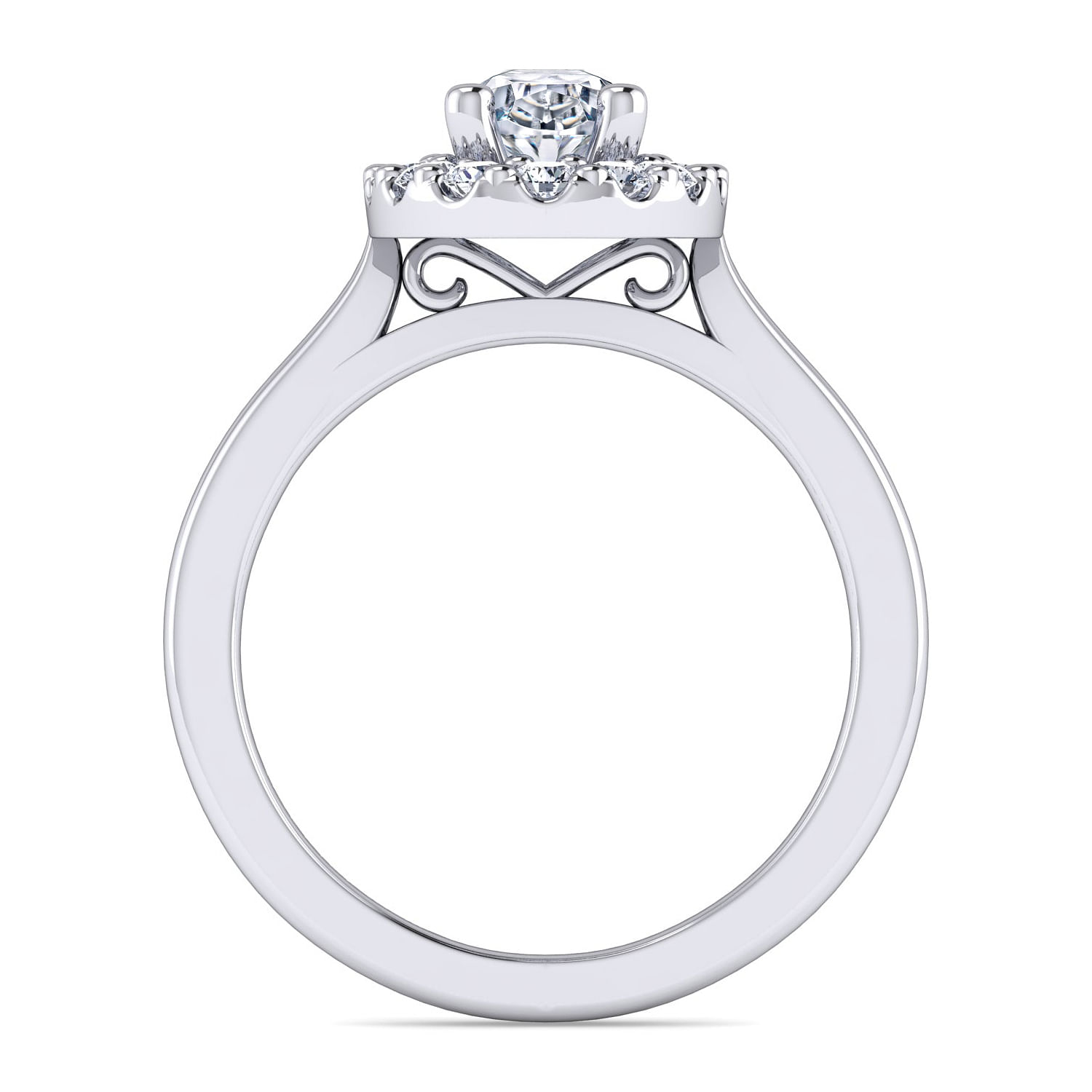 Lana - 14K White Gold Oval Halo Diamond Engagement Ring - 0.33 ct - Shot 2