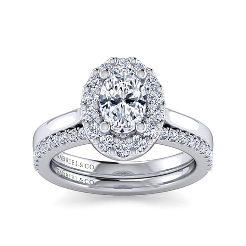 Lana - 14K White Gold Oval Halo Diamond Engagement Ring - 0.33 ct - Shot 4