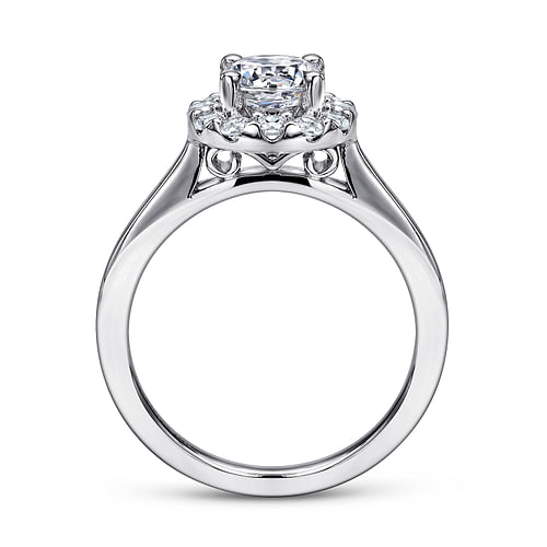 Lana - 14K White Gold Round Halo Diamond Engagement Ring - 0.34 ct - Shot 2