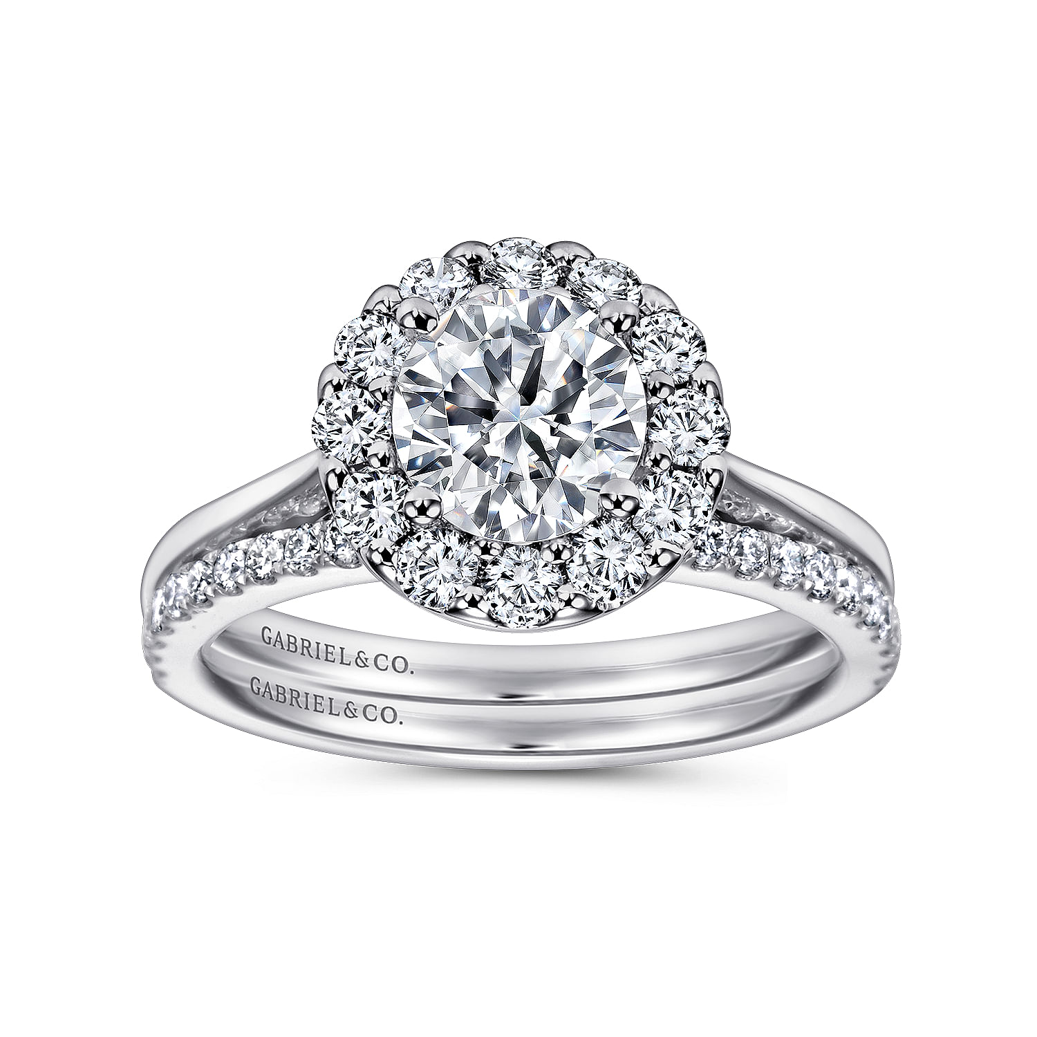 Lana - 14K White Gold Round Halo Diamond Engagement Ring - 0.39 ct - Shot 4