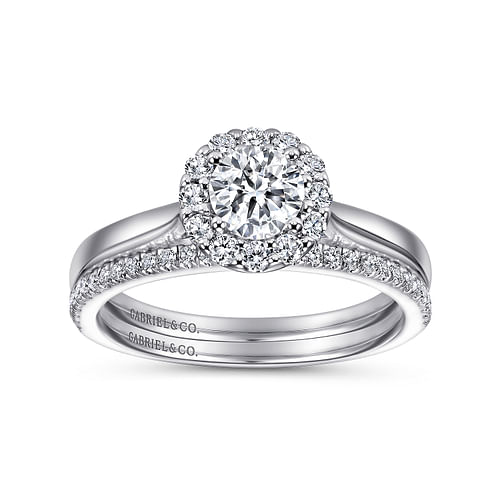 Lana - 14K White Gold Round Halo Diamond Engagement Ring - 0.2 ct - Shot 4