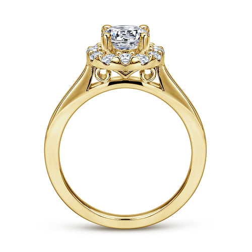 Lana - 14K Yellow Gold Round Halo Diamond Engagement Ring - 0.34 ct - Shot 2