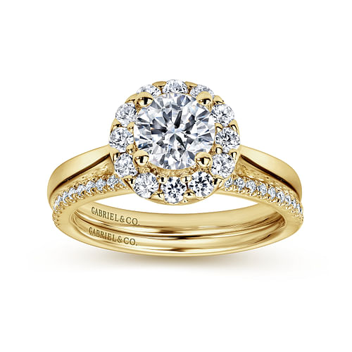 Lana - 14K Yellow Gold Round Halo Diamond Engagement Ring - 0.34 ct - Shot 4