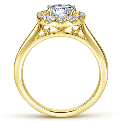 Lana - 14K Yellow Gold Round Halo Diamond Engagement Ring - 0.39 ct - Shot 2