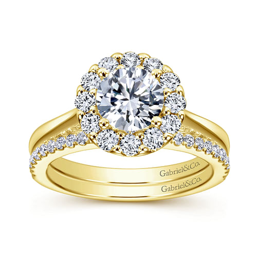 Lana - 14K Yellow Gold Round Halo Diamond Engagement Ring - 0.39 ct - Shot 4