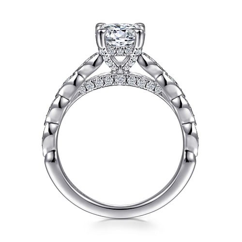 Landa - Vintage Inspired 14K White Gold Round  Diamond Engagement Ring - 0.27 ct - Shot 2