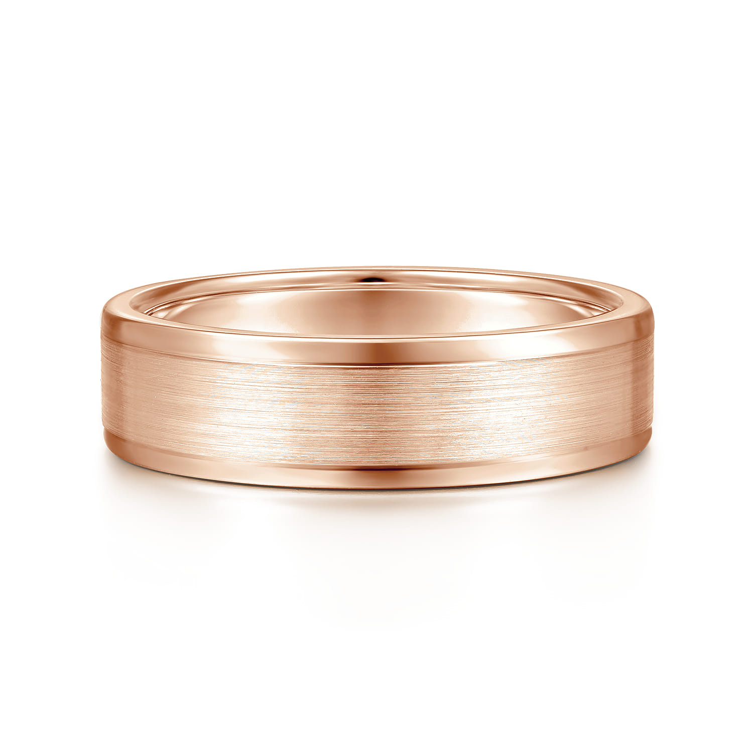 Landon - 14K Rose Gold 6mm - Men's Wedding Band in Satin Finish - Shot 1