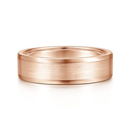 Landon - 14K Rose Gold 6mm - Men's Wedding Band in Satin Finish