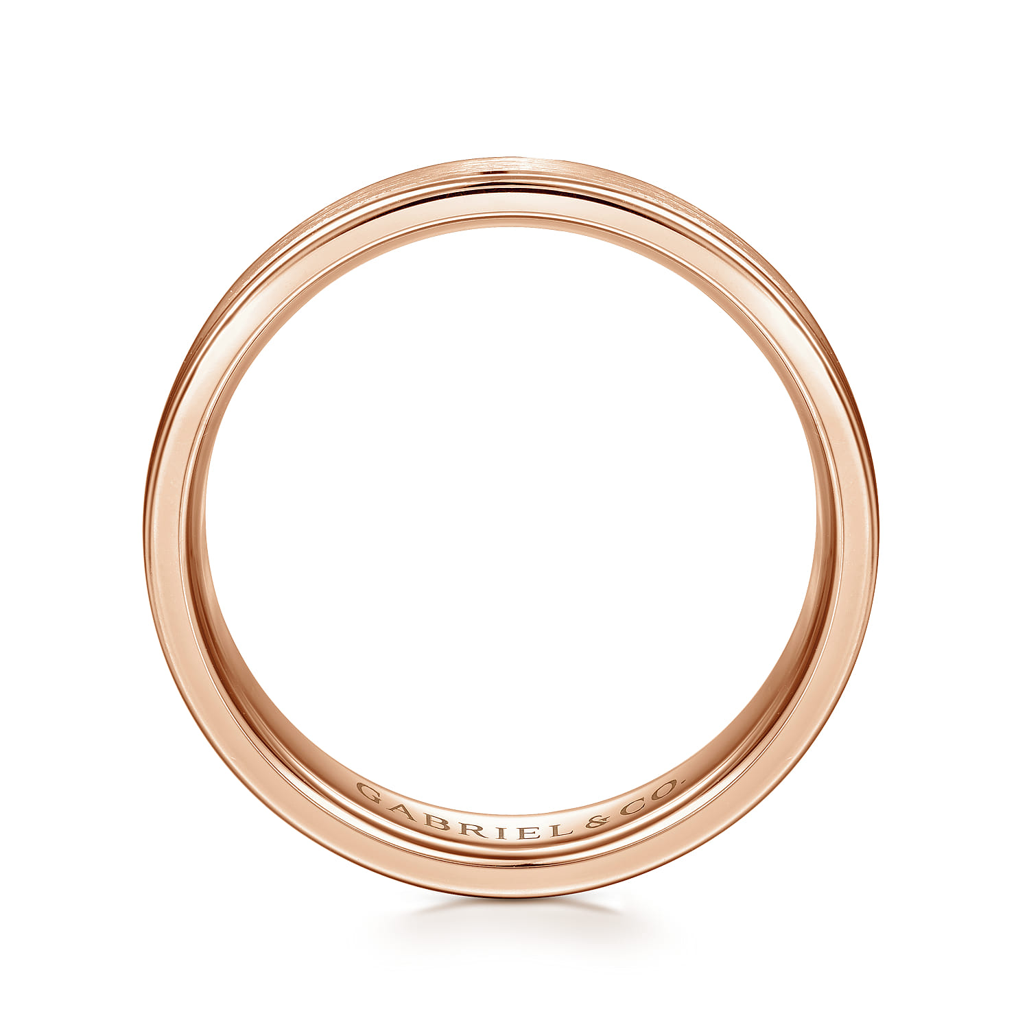 Landon - 14K Rose Gold 6mm - Men's Wedding Band in Satin Finish - Shot 2