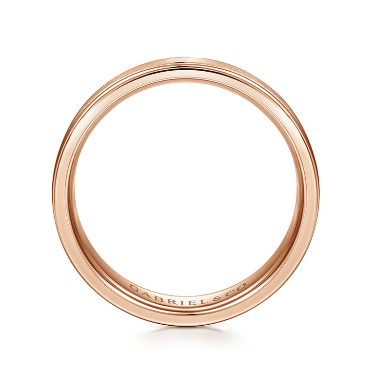 Landon - 14K Rose Gold 6mm - Men's Wedding Band in Satin Finish - Shot 2