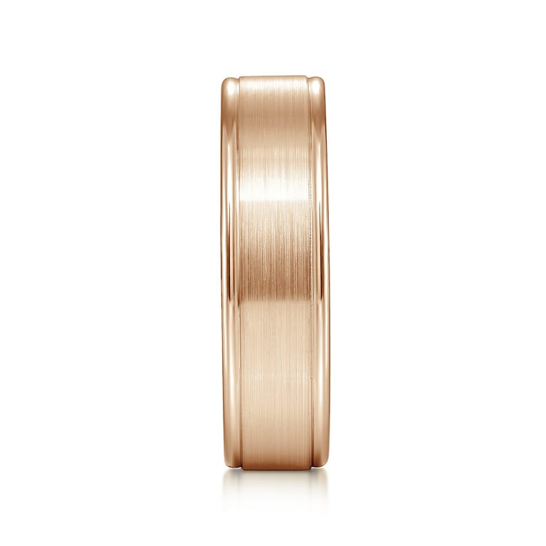 Landon - 14K Rose Gold 6mm - Men's Wedding Band in Satin Finish - Shot 5