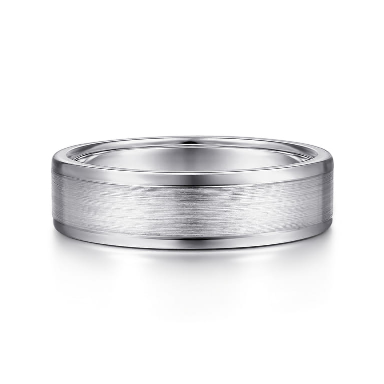 Landon - 14K White Gold 6mm - Men's Wedding Band in Satin Finish - Shot 1