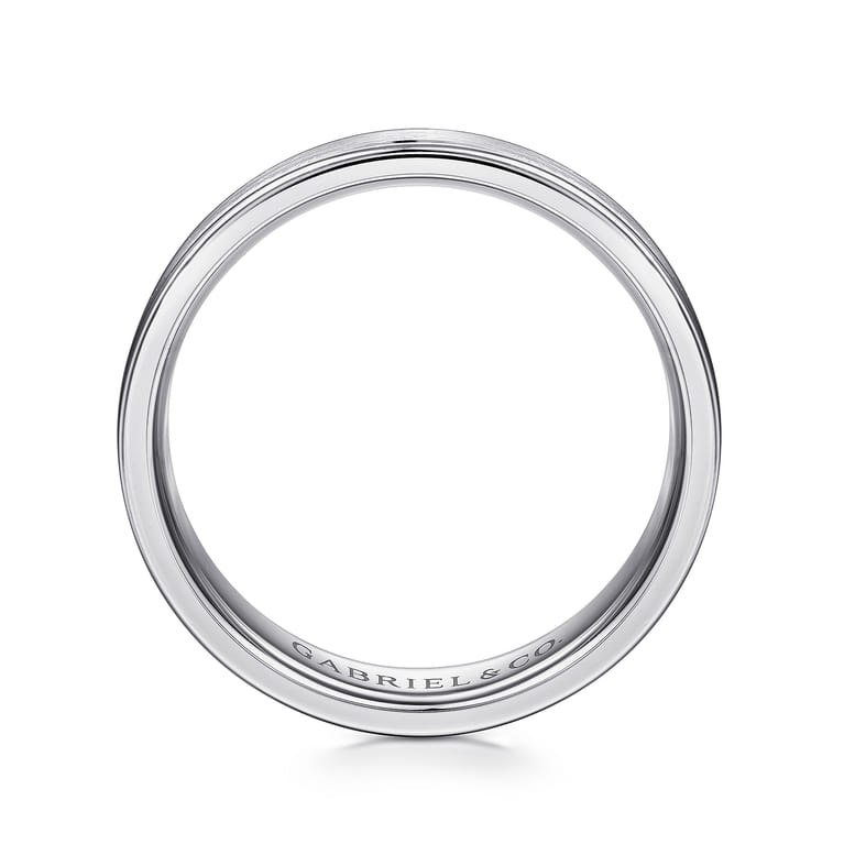 Landon - 14K White Gold 6mm - Men's Wedding Band in Satin Finish - Shot 2