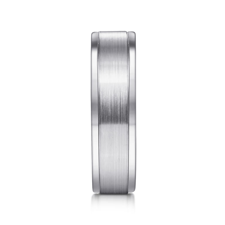 Landon - 14K White Gold 6mm - Men's Wedding Band in Satin Finish - Shot 4