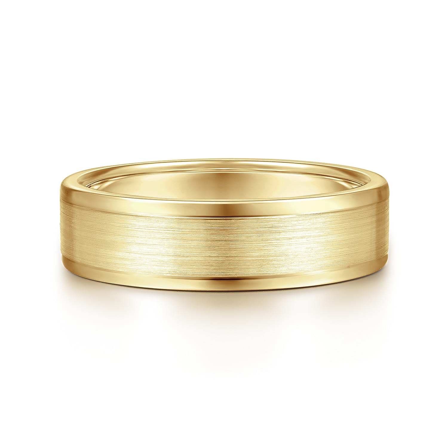 Landon - 14K Yellow Gold 6mm - Men's Wedding Band in Satin Finish - Shot 1