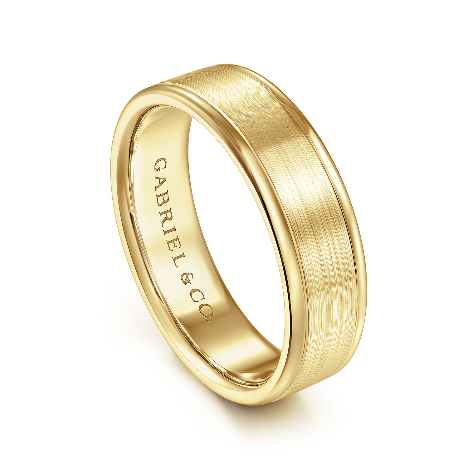 Landon - 14K Yellow Gold 6mm - Men's Wedding Band in Satin Finish - Shot 3