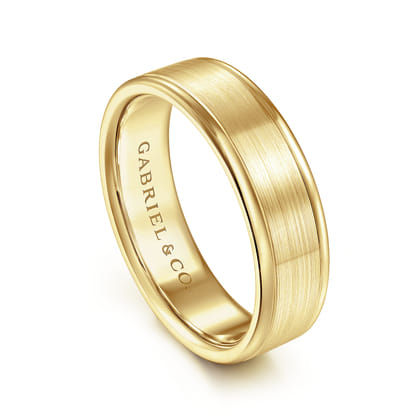 Landon - 14K Yellow Gold 6mm - Men's Wedding Band in Satin Finish