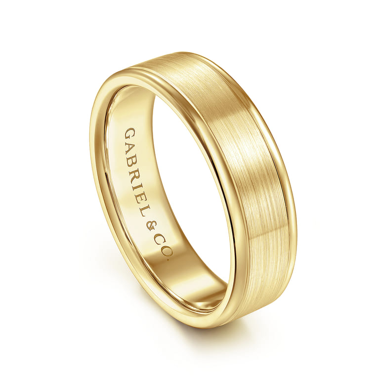 Landon - 14K Yellow Gold 6mm - Men's Wedding Band in Satin Finish - Shot 3
