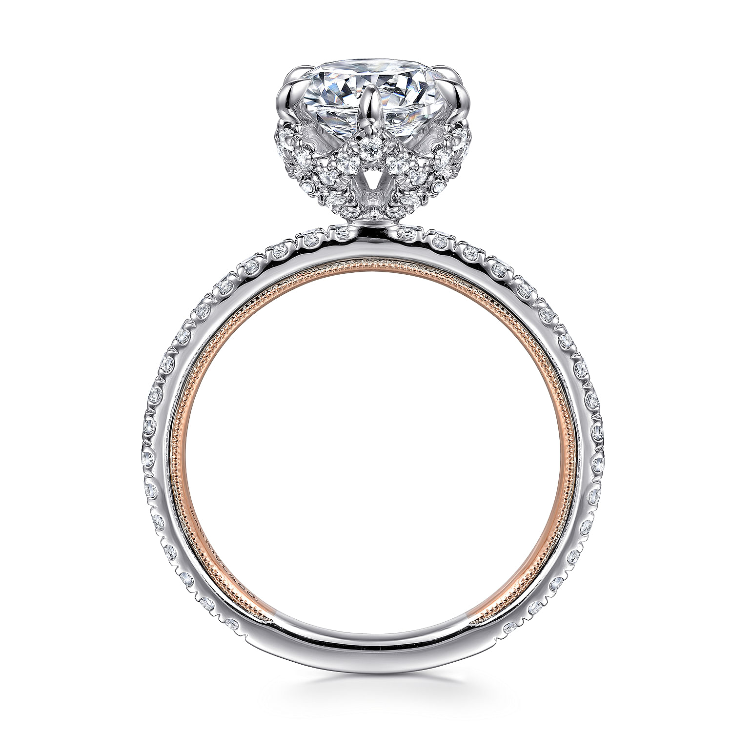 Lanie - 14K White-Rose Gold Round Halo Diamond Engagement Ring