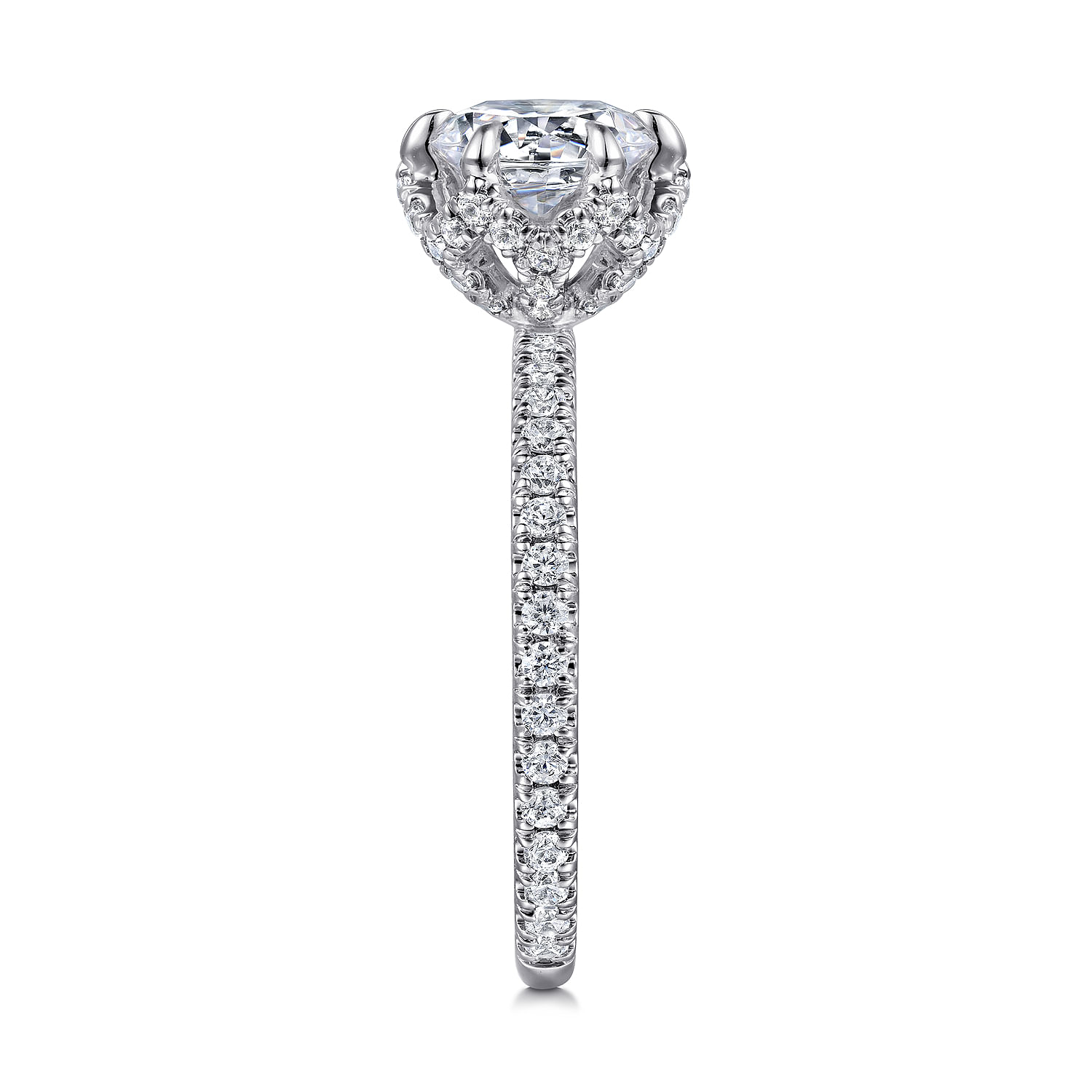 Lanie - 14K White-Rose Gold Round Halo Diamond Engagement Ring