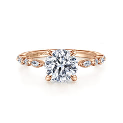 Lanna - 14K Rose Gold Round Diamond Engagement Ring