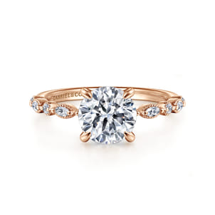 Lanna - 14K Rose Gold Round Diamond Engagement Ring