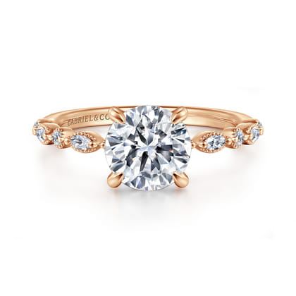 Lanna - 14K Rose Gold Round Diamond Engagement Ring
