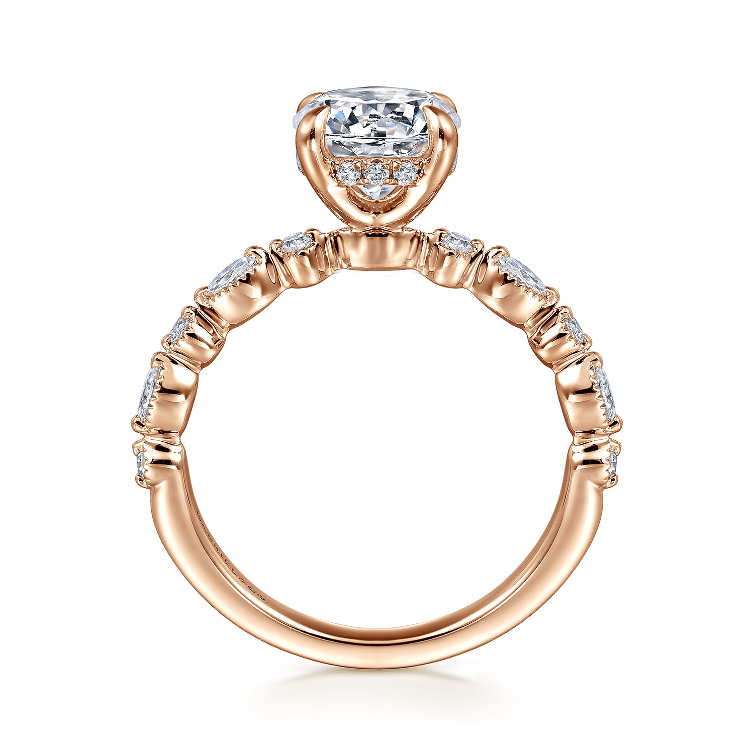 Lanna - 14K Rose Gold Round Diamond Engagement Ring